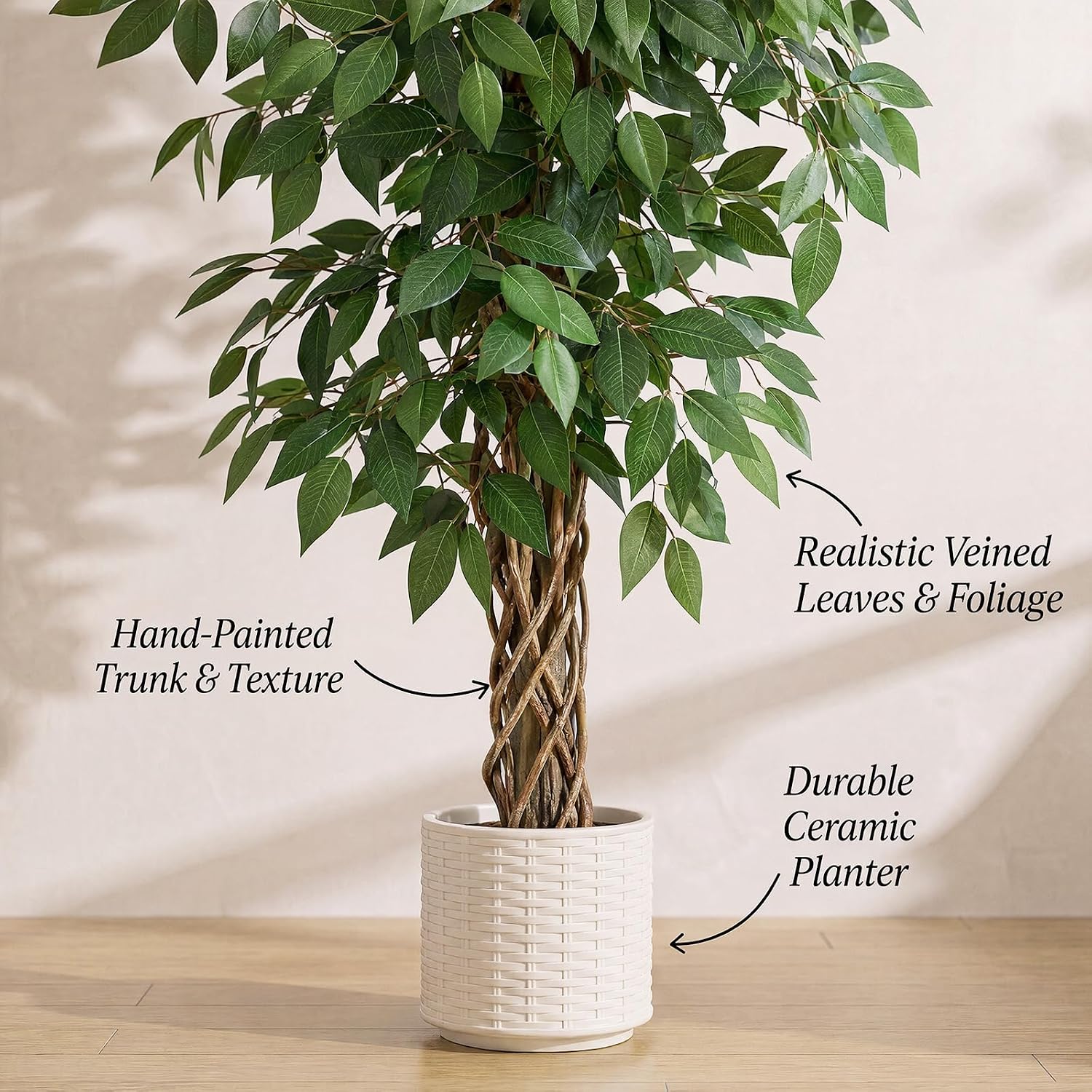 Artificial Plant Ficus Benjamini 6 ft, Artificial Plants Large with – Bild 8