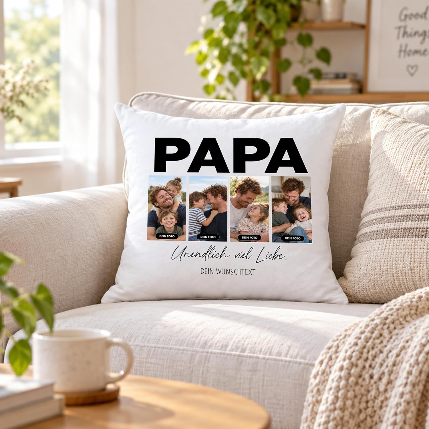 OWLBOOK® Photo Cushion for Dad with 4 Photos Design Yourself | Gifts for – Bild 8