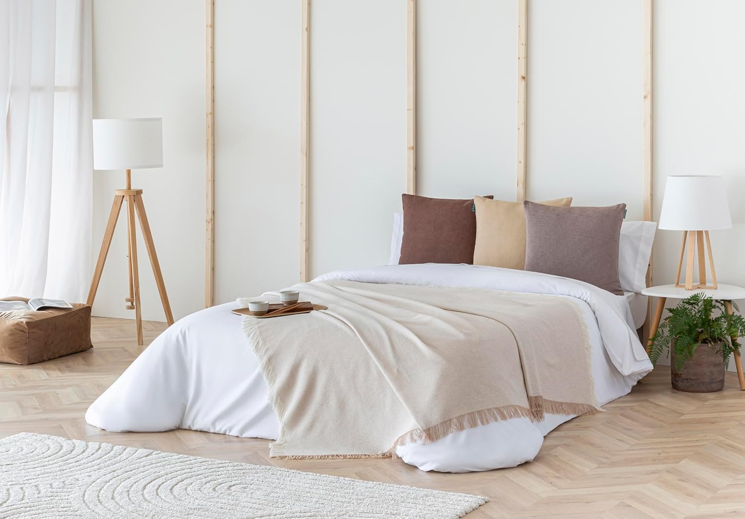 Todocama Multipurpose Bedspread Sofa Throw Throw for Bed Sofa Throw Jarapas Plain (125 x 180 cm, Sand Beige) – Bild 7