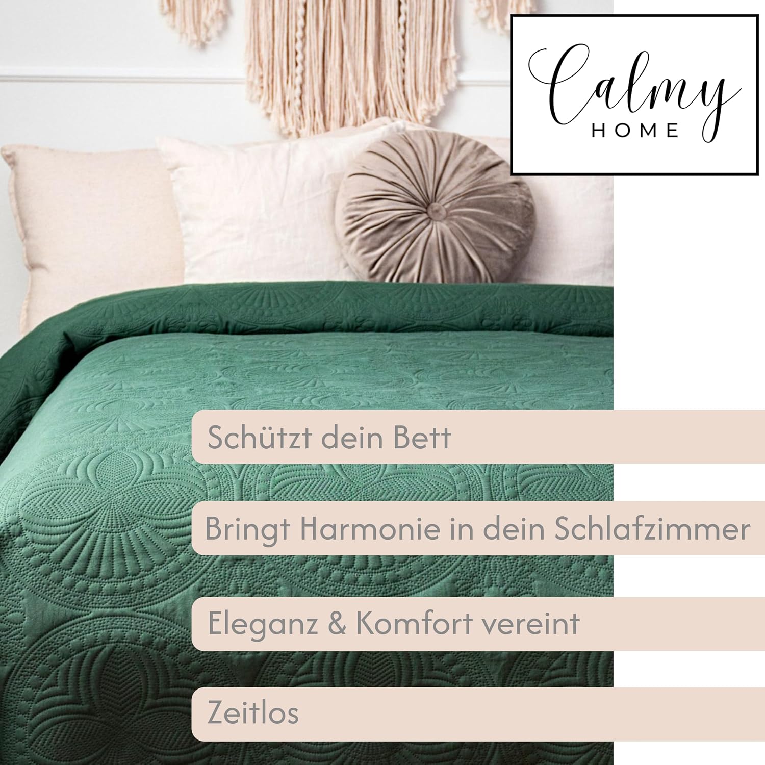 Bedspread 170 x 220 cm Bed Throw Bedspreads - Throw Mandala Sofa Throw Quilt Sofa Blanket Bed Throw Blanket Day Blankets Bed Cover XXL Blanket Quilted (Dark Green) – Bild 4