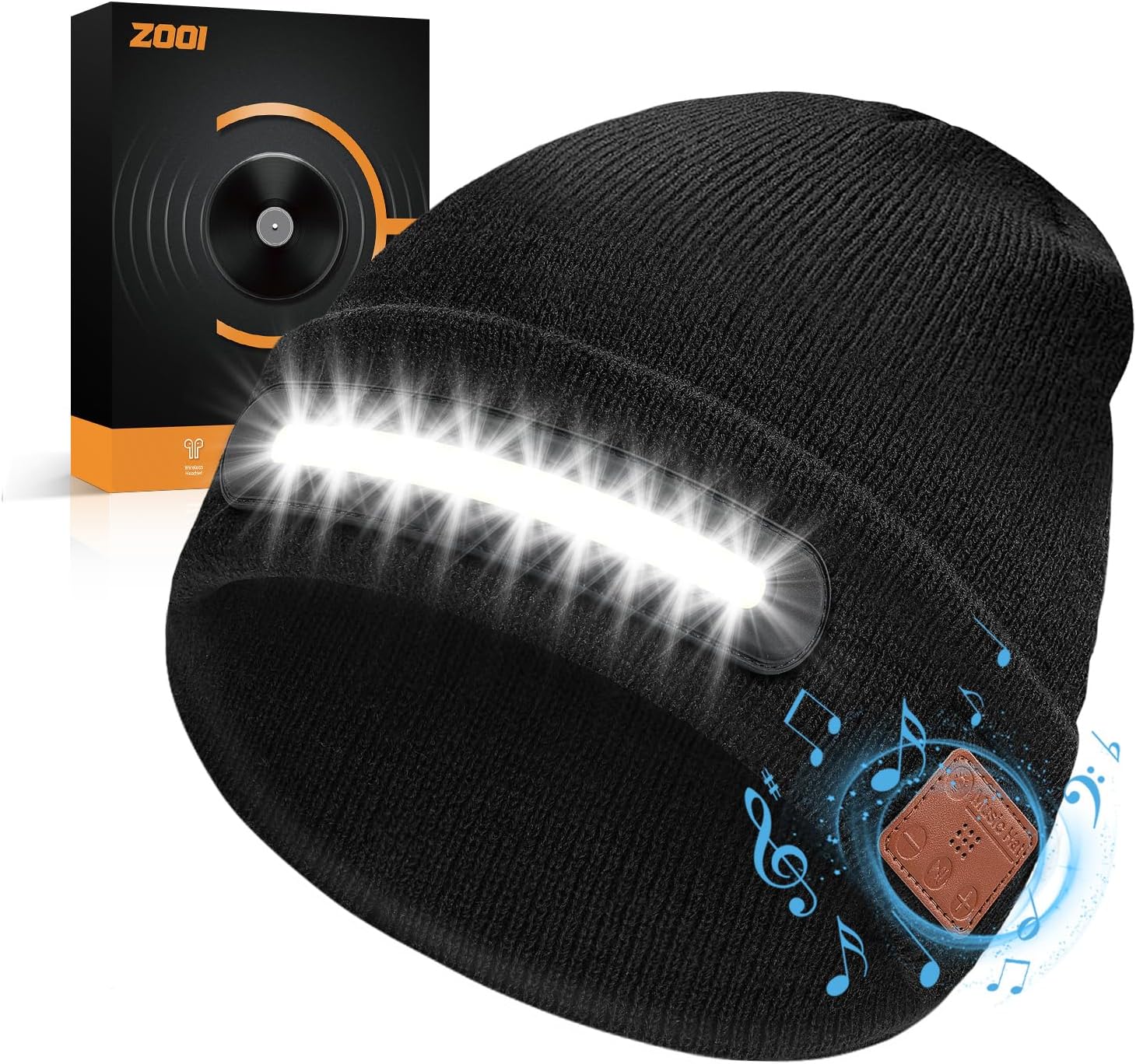 ZOOI LED Bluetooth Beanie Hat with Light, Gifts for Men Christmas