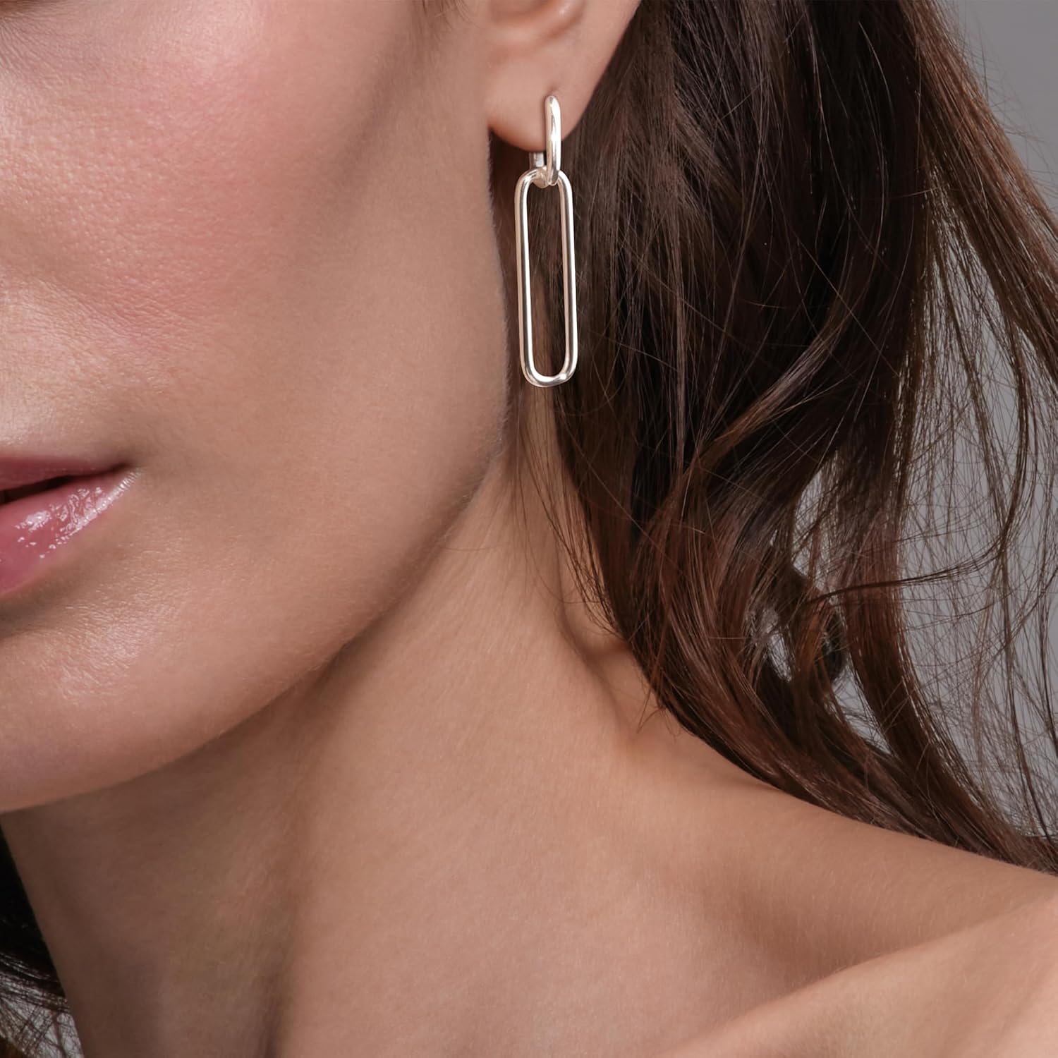 ALEXCRAFT Earrings Silver 925 Hanging Square Hoop Earrings with Pendant for Women Gift for Women Girlfriend Mum Girls – Bild 3