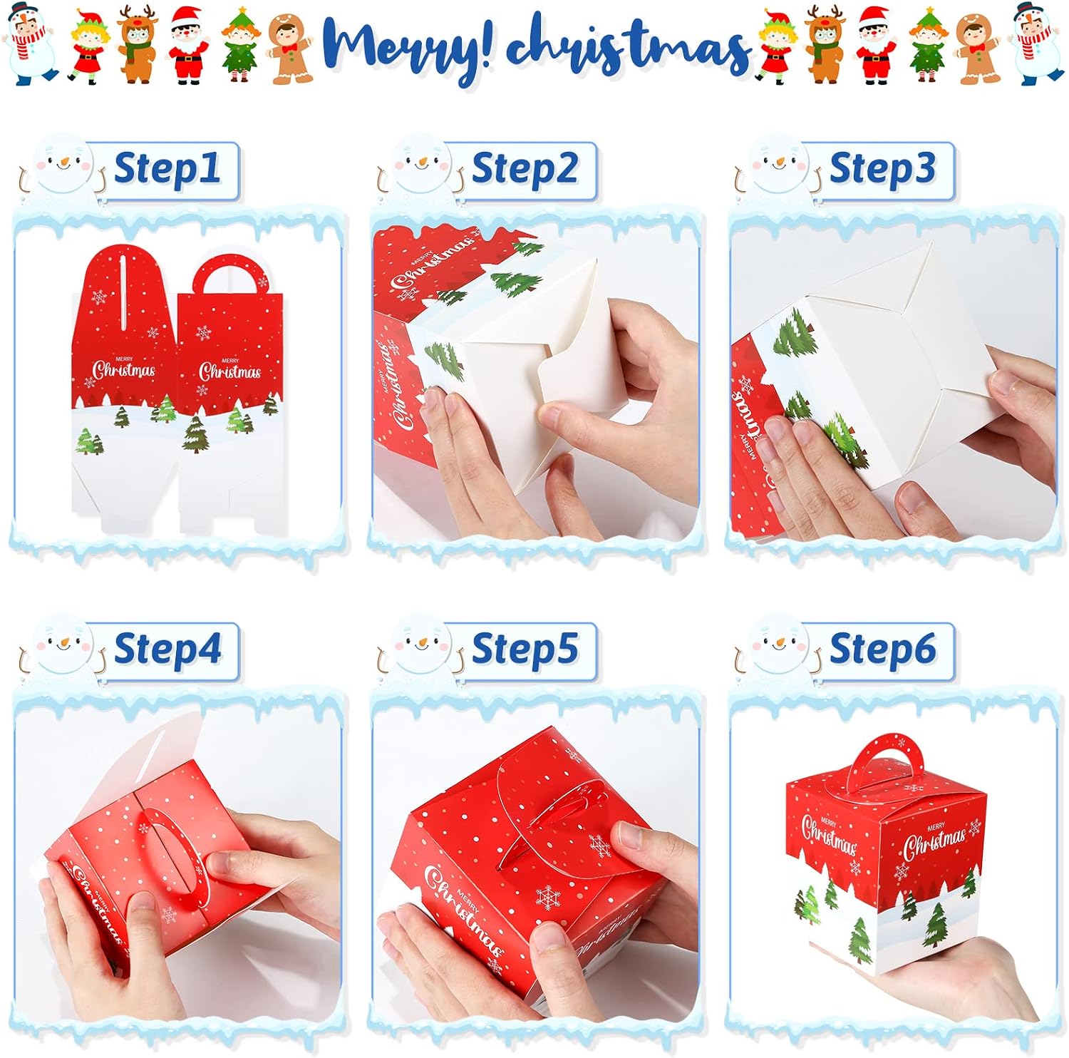 Christmas Gift Box 24 Christmas Bags for Filling 8 Designs in 4 Colours – Bild 4