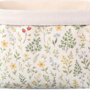 Xuniea Fabric Bread Basket Gift Basket Bread Bag Meadow and Floral Pattern
