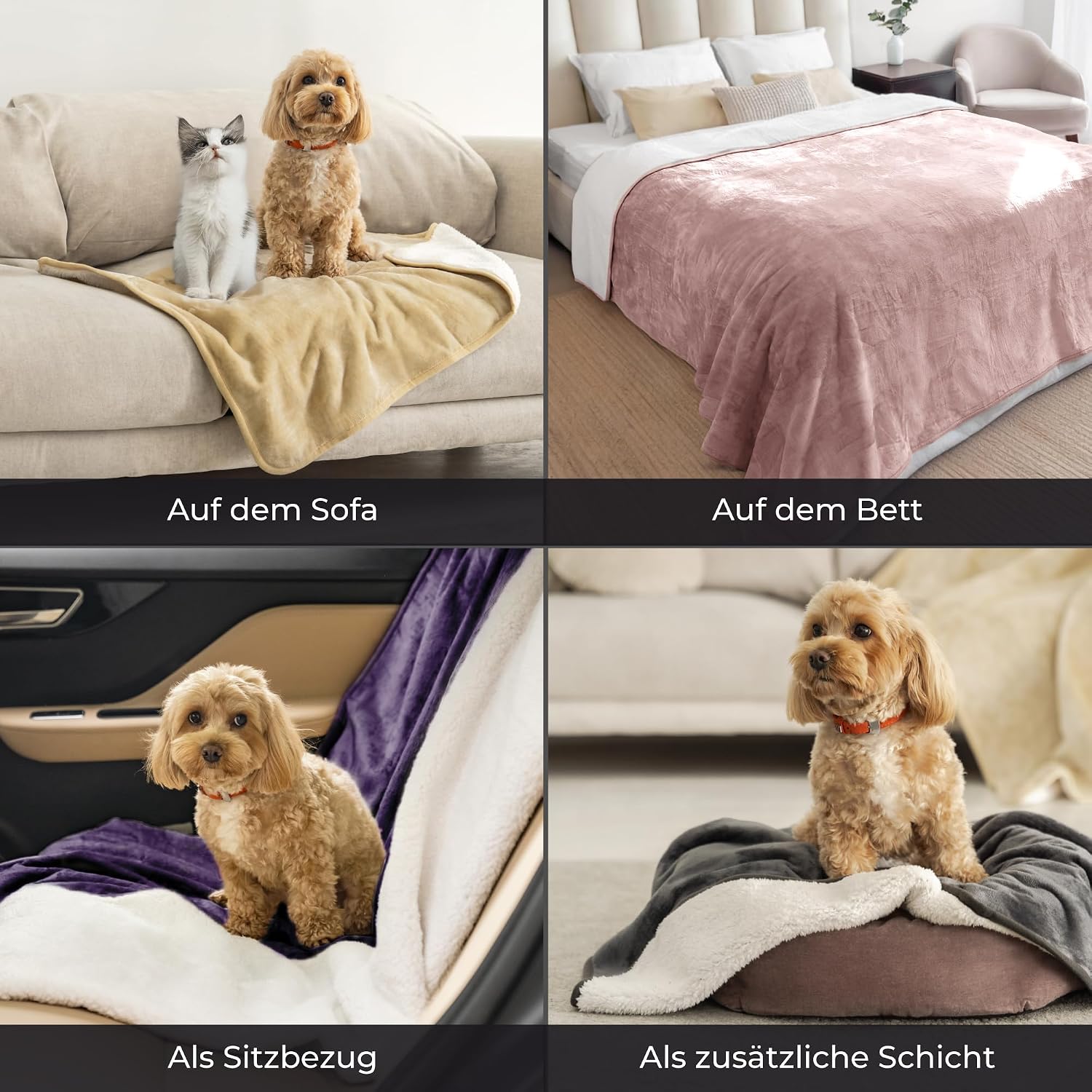 Dreamzie - Waterproof Dog Blanket Fluffy - 100 x 120 cm - Navy Blue – Bild 7