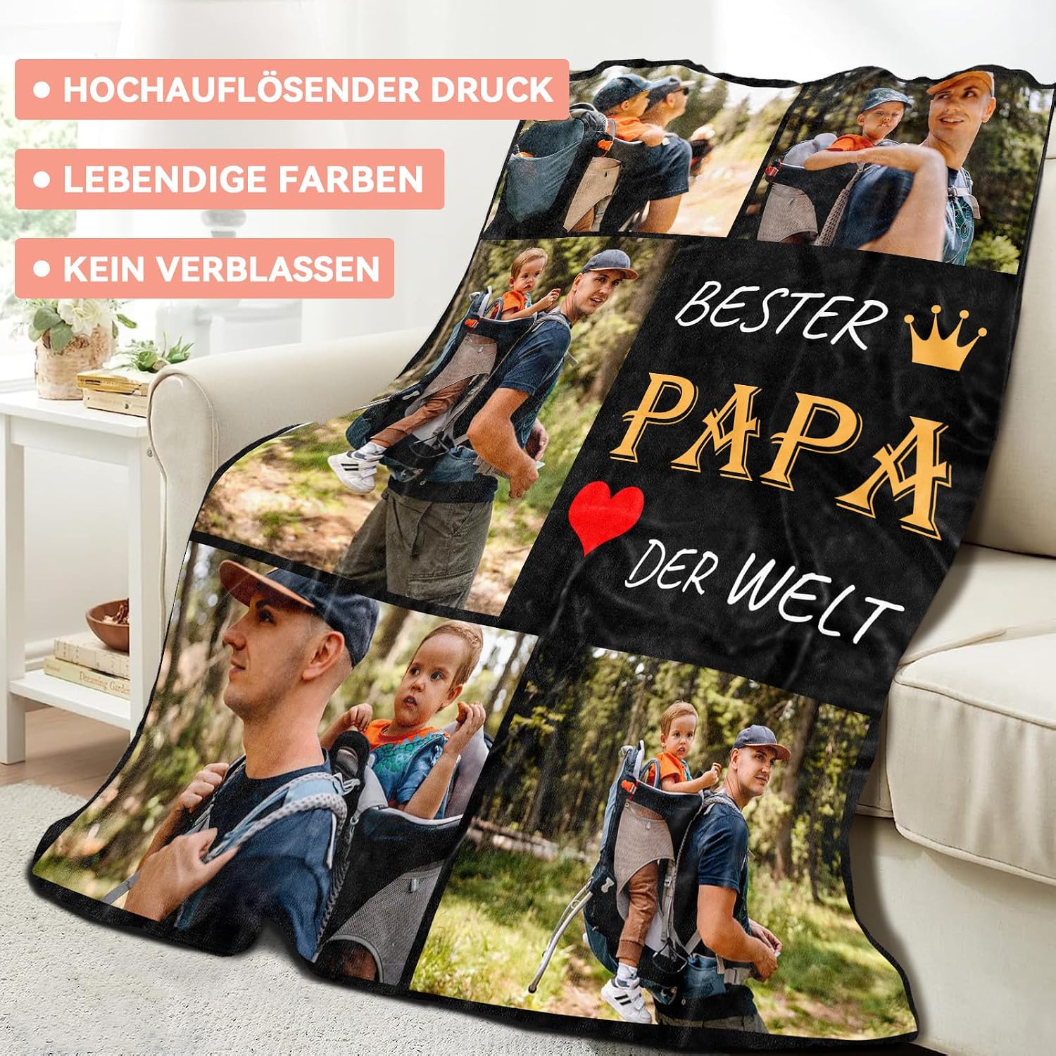 Bemaystar Father's Day Gifts for Dad - Gift Ideas for Dad, Personalised Gifts for Father's Day, Personalised Blanket with Photo, Photo Blanket, Dad Gift – Bild 5