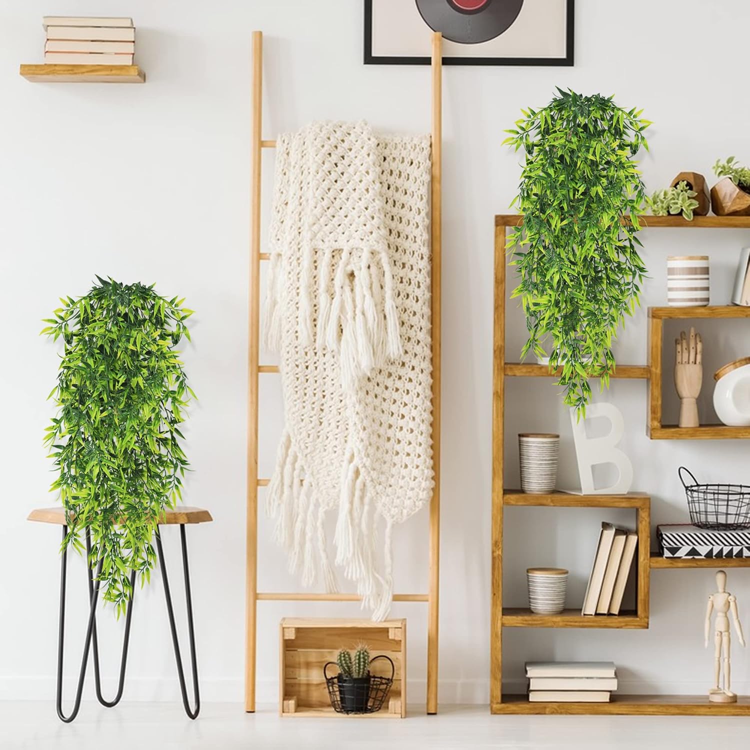 YMIFEEY Set of 4 Hanging Plants Artificial Bamboo Leaves 80 cm Indoor – Bild 6