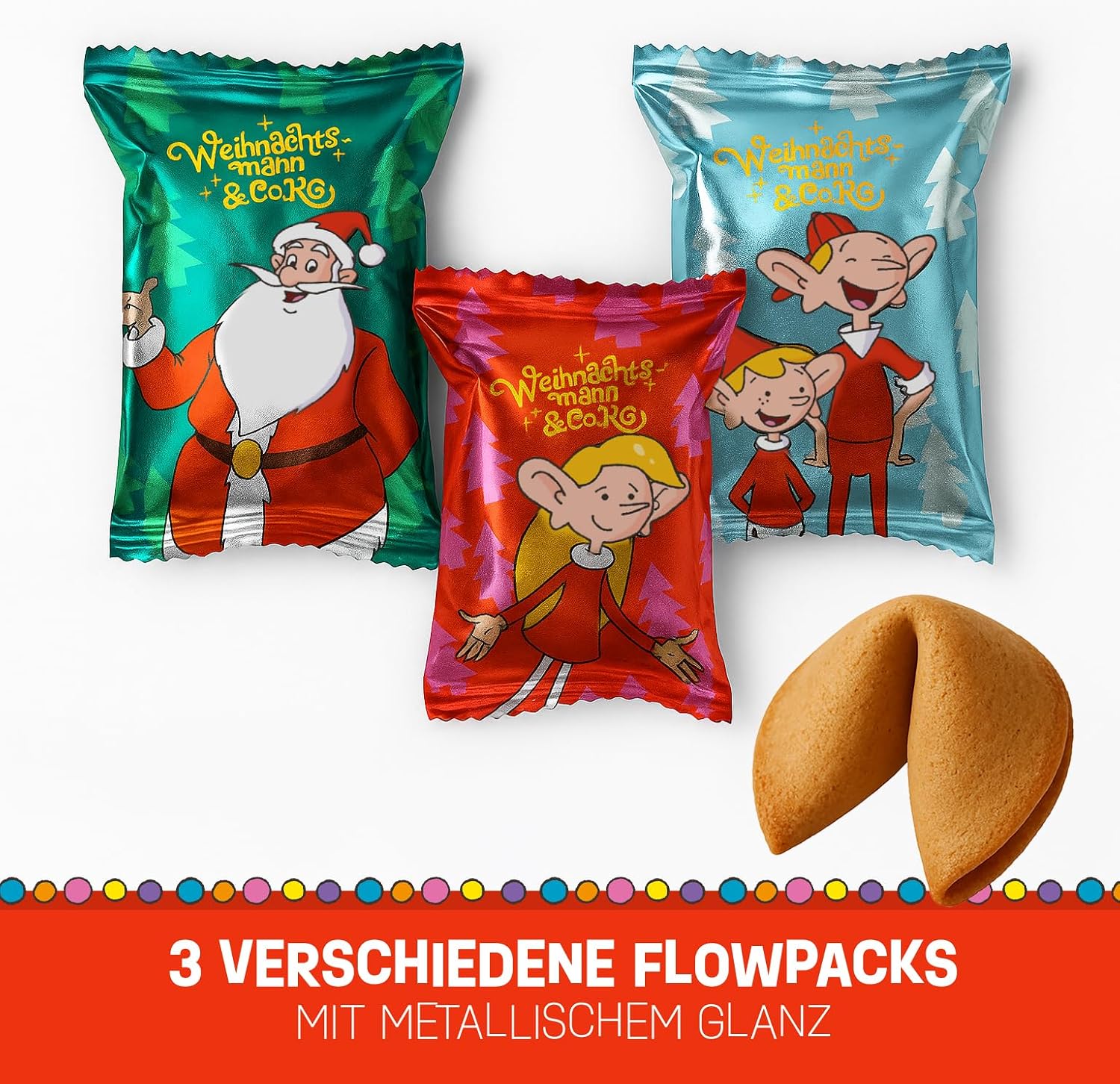 Food crew 10 x Santa Claus & Co. KG Christmas Lucky Biscuits - 3 Designs - Lucky Biscuits Christmas with Speculatius Flavour - Individually Packed with German Sayings - Vegan - Made in Germany – Bild 5