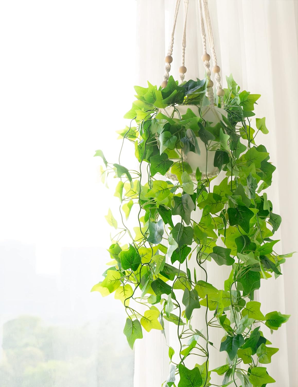 Dahey Hanging Plants Artificial Decoration Macrame Plant Hanger with Artificial Vines in Pots Green for Wall, Ceiling, Bedroom, Bathroom, Artificial Hanging Plants, Home Decoration – Bild 3