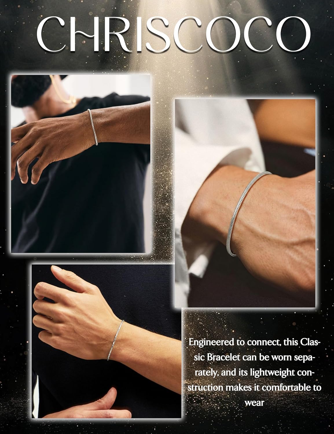Chriscoco Men's 925 Silver Bracelet Cuban Link Twist Snake Chain Men's Bracelet Bracelets Men's Jewellery Gifts for Dad Boyfriend Husband Son 19 cm / 21 cm – Bild 9