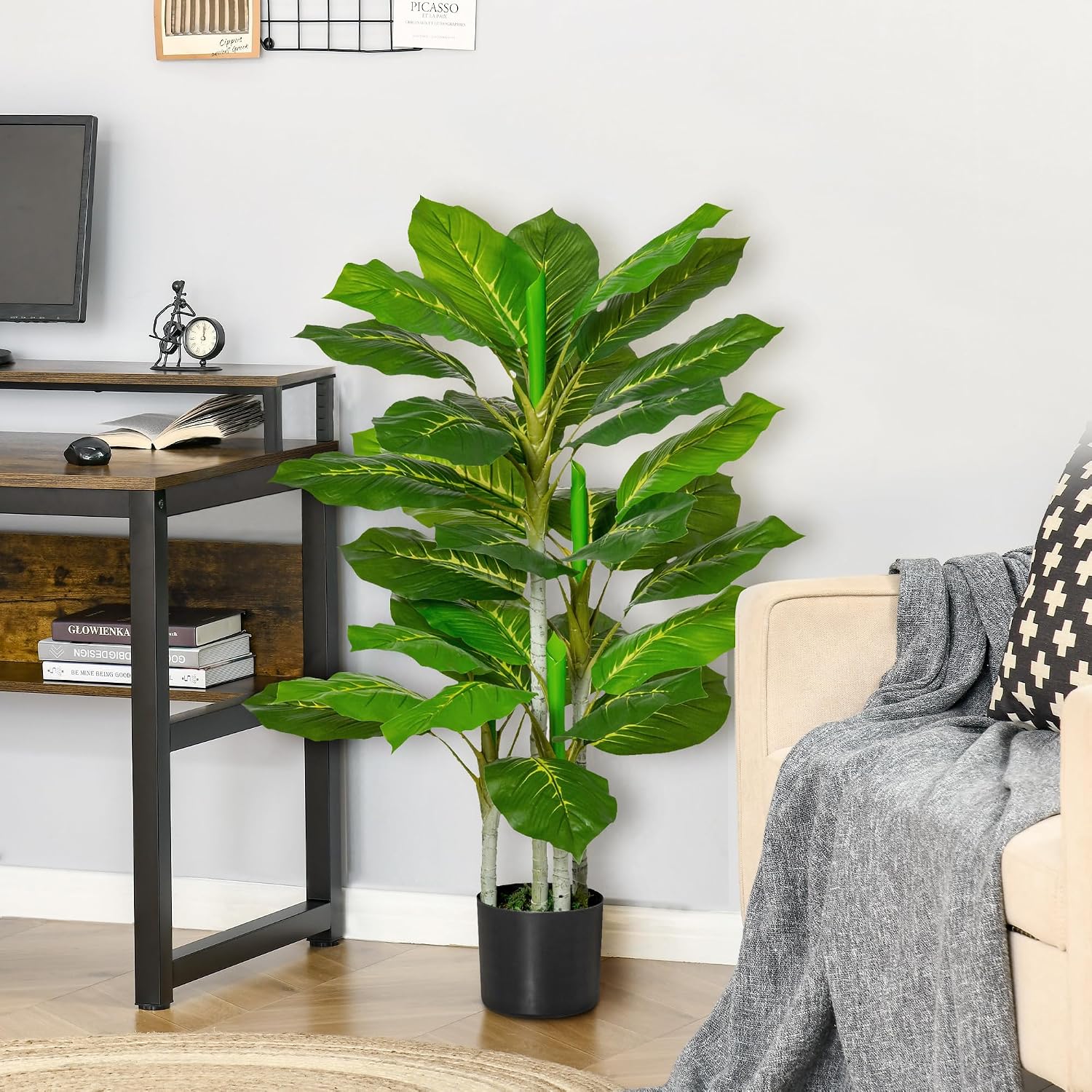 HOMCOM Artificial Tree Dieffenbachie 95cm Artificial Plant with 33 Leaves – Bild 2