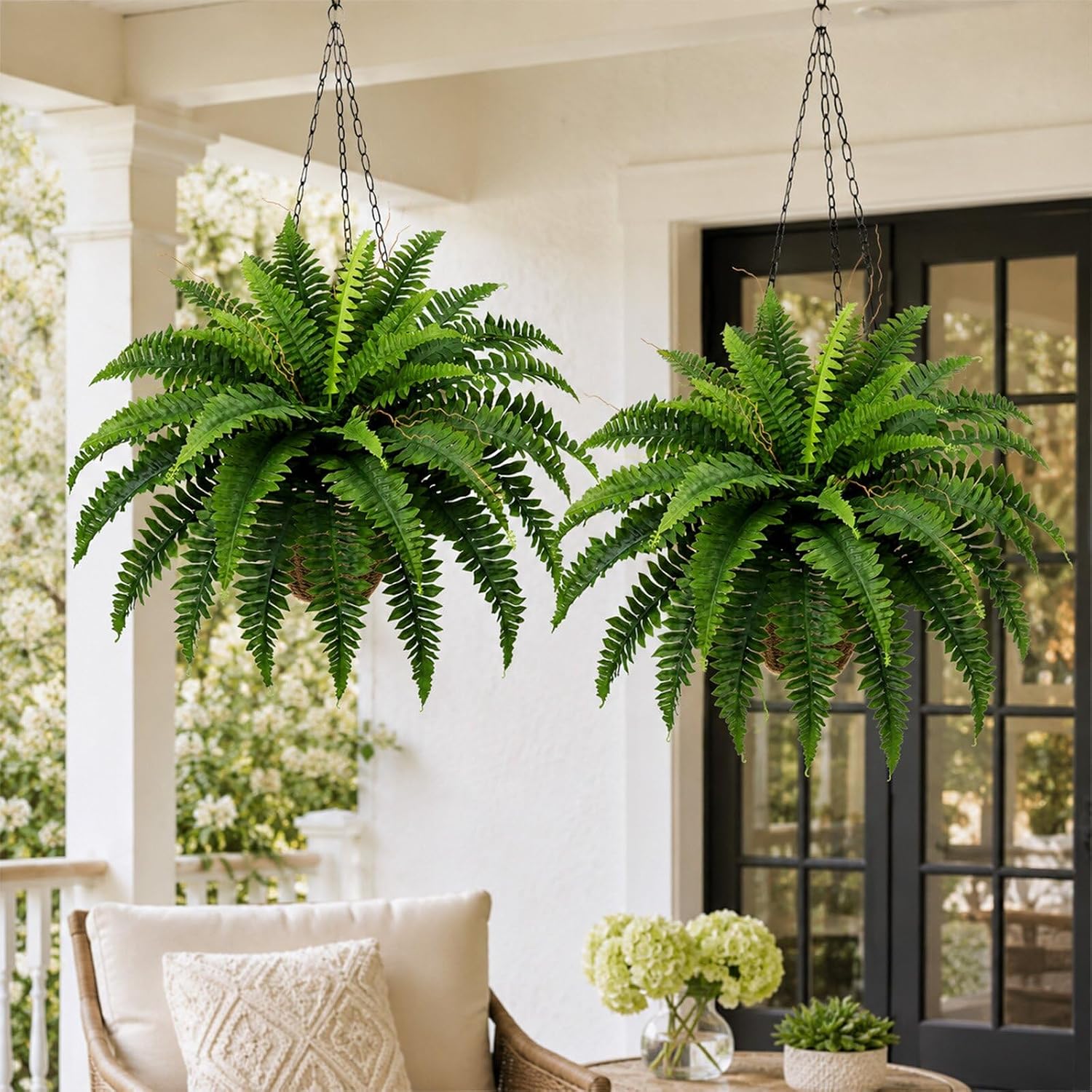 Boston Fern Artificial Plant, 90 cm, 2 Artificial Plants Like Real with 39 Leaves, Artificial Plants Suitable for Gardens, Porches, Patios, Home Offices for Outdoor Use – Bild 5