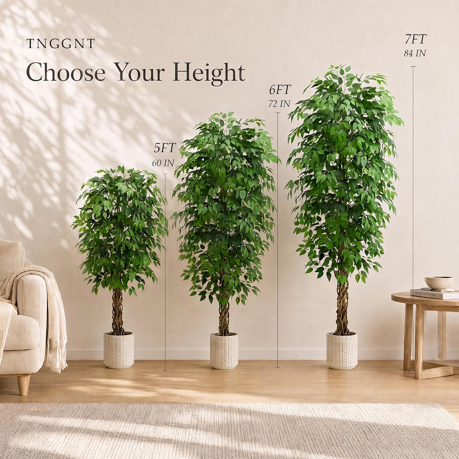 Artificial Plant Ficus Benjamini 6 ft, Artificial Plants Large with – Bild 9