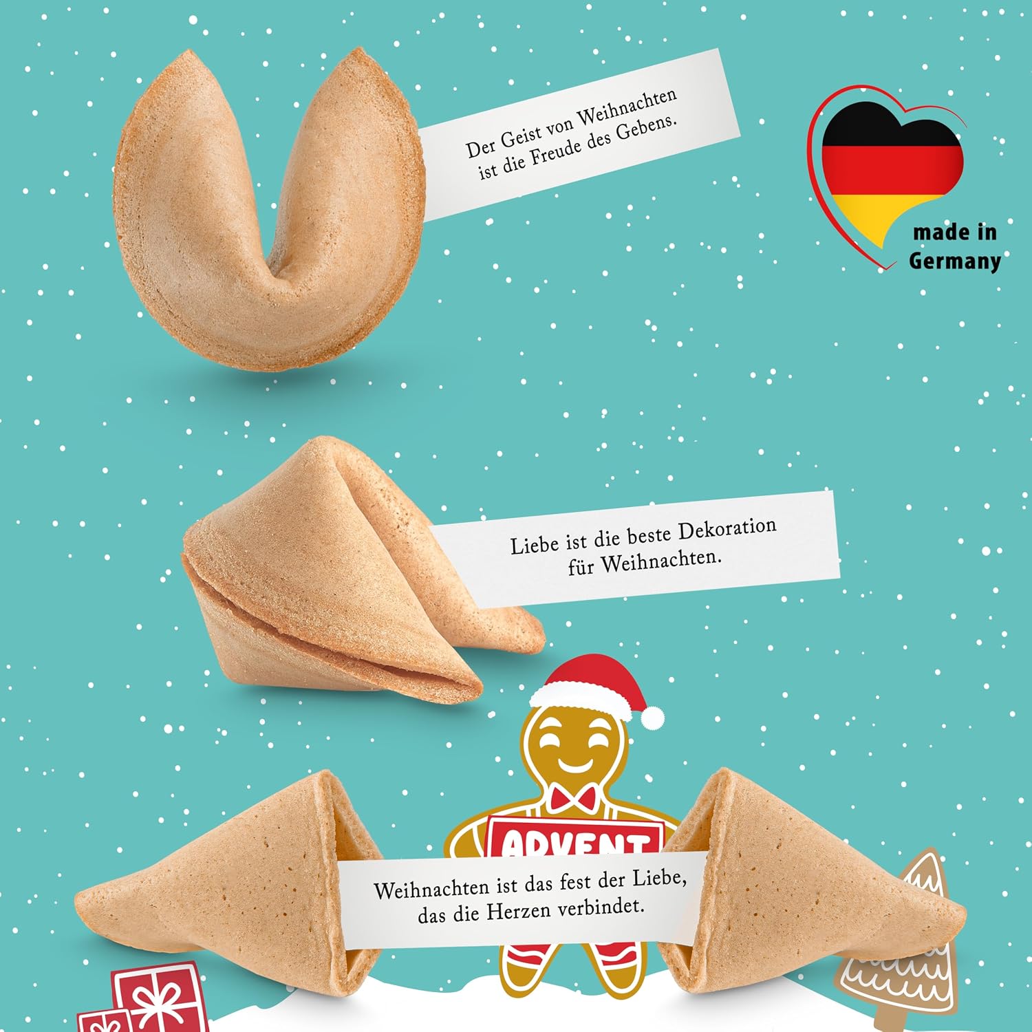 Lucky Cookies Christmas Gingerbread Man 15 Lucky Cookies in a Bag with Gingerbread Flavour in Advent and as Filling for the Advent Calendar, Santa Gift, Secret Santa Gift – Bild 9