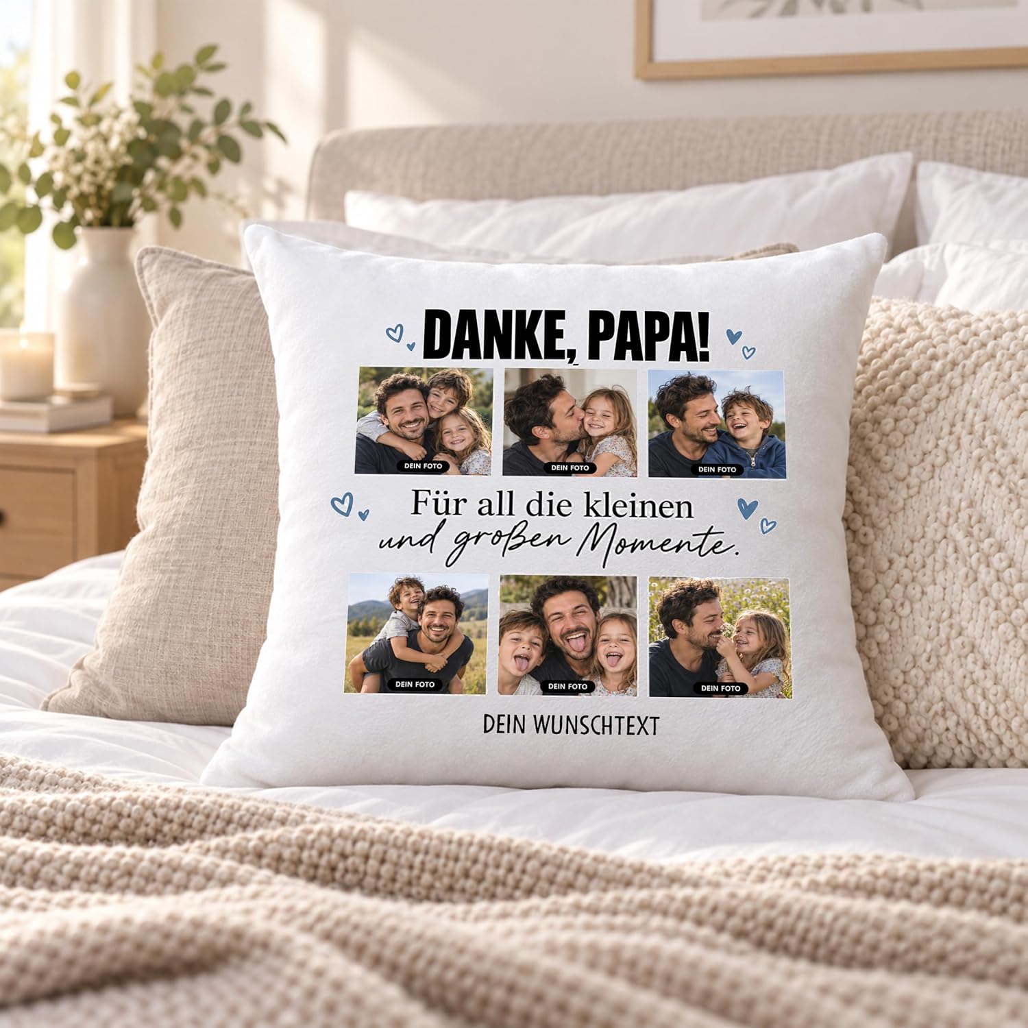 OWLBOOK® Photo Cushion for Dad with 6 Photos Design Yourself Birthday Dad – Bild 9