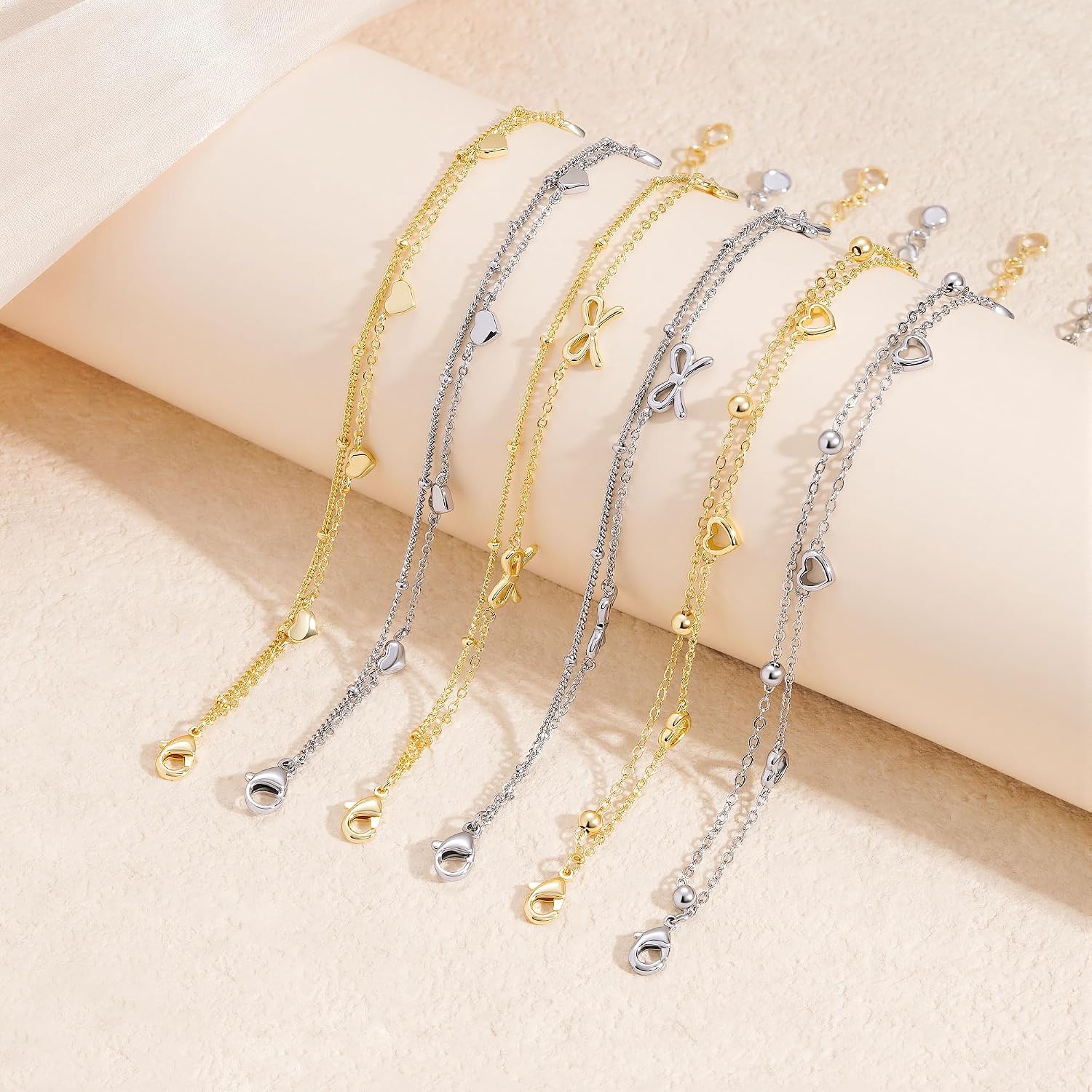 Turandoss Armband Damen Gold/Silber, 14K Gold Vergoldete Herz Armbänder – Bild 5