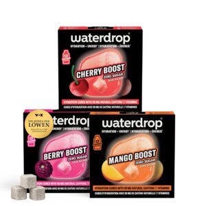 Waterdrop Microenergy Set, Energy Drink Powder, 36 Cubes Drink Powder, Mango, Cherry & Blackberry Flavour, Sugar-Free & Low Calorie with 90 mg Natural Caffeine, Vitamin C & B - Flavour Drops