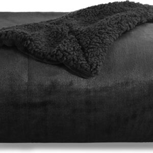 BEDSURE Cuddly Sofa Blanket, Black, Warm Sherpa Sofa, Throw Blanket, Thick Sofa Blanket, Couch Blanket, 150 x 200 cm, XL, Fluffy Blanket for Couch