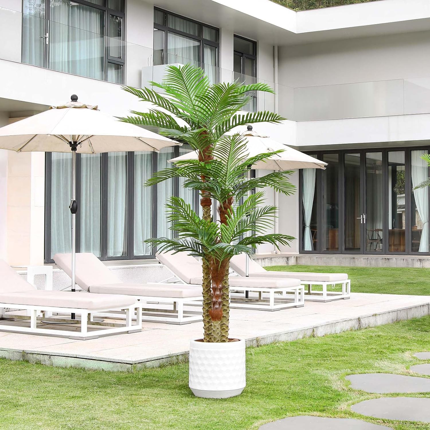 SOGUYI 240 cm Outdoor Artificial Palm Tree UV-Resistant Large Artificial Palm Tree – Bild 2