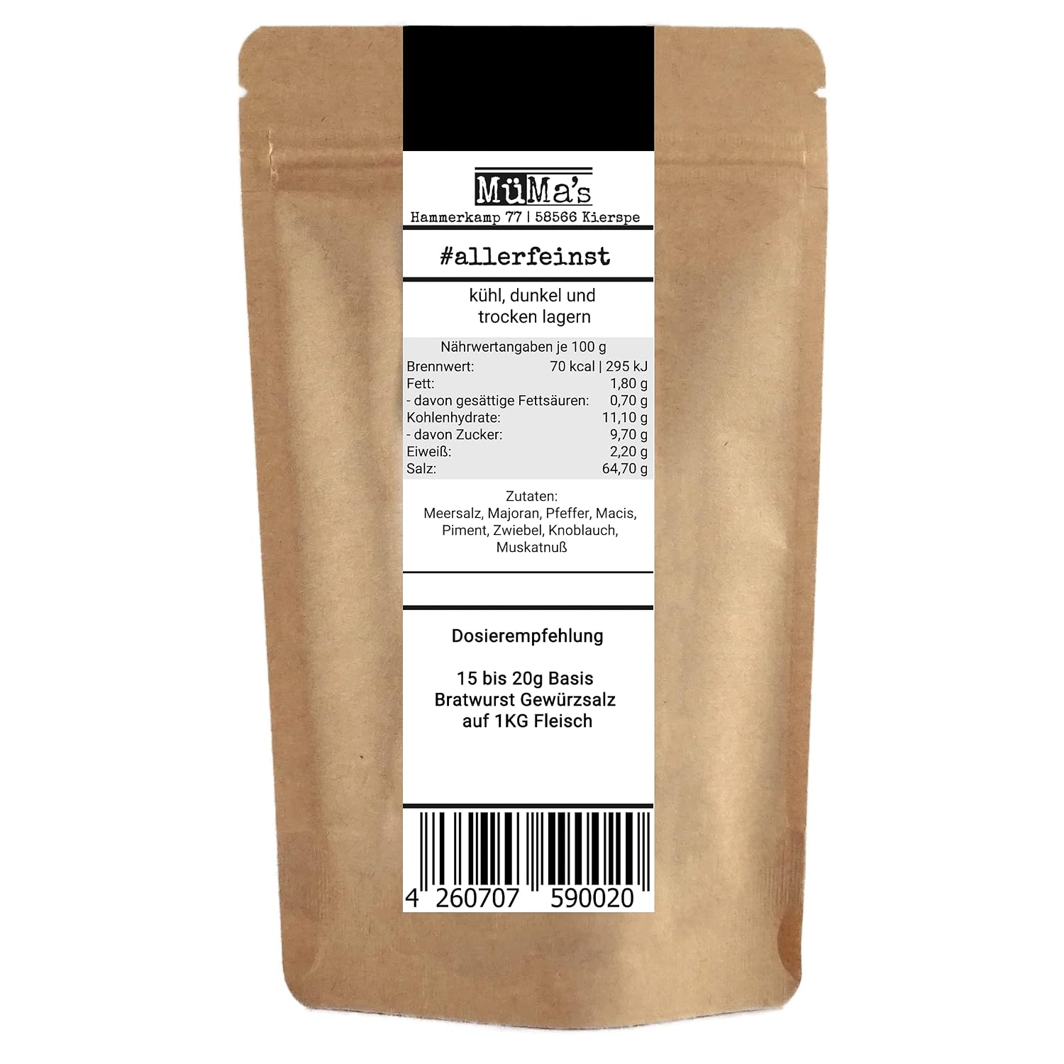 allerFeinst! - Bratwurst Spice - Basic Spice Salt for Delicious Rusted Sausage, Barbecue Sausage, Pack of 1 (1 x 150 g) – Bild 2