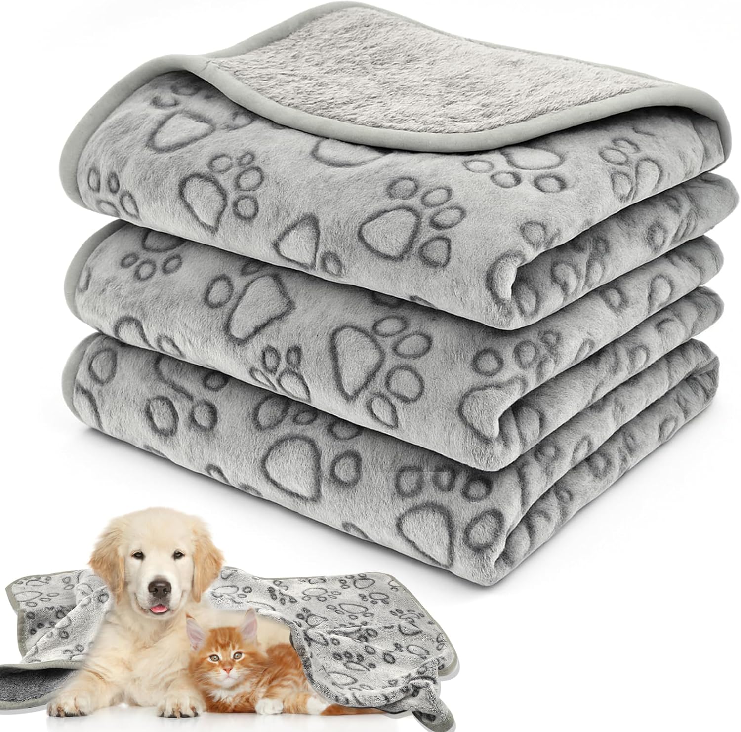 Neerow Pack of 3 Dog Blankets, 76 x 52 cm, Cat Blanket, Fluffy Sofa