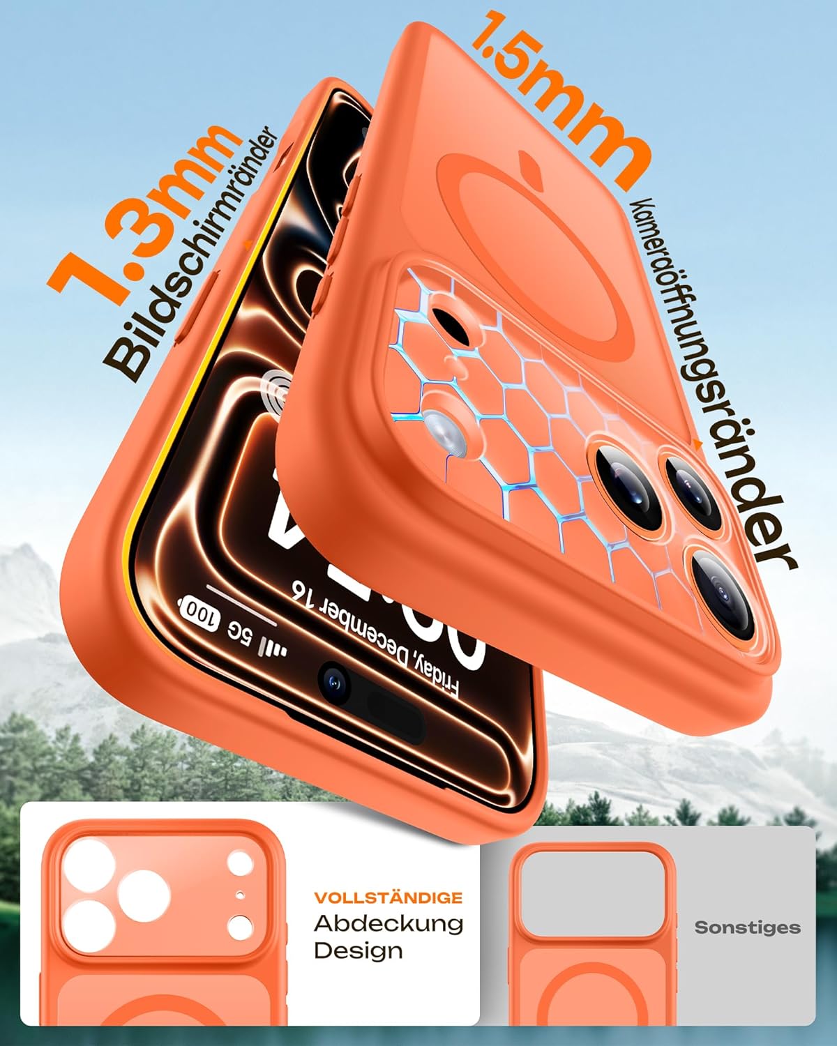 TOCOL Case for iPhone 17 Pro, Compatible with MagSafe, Orange – Bild 6