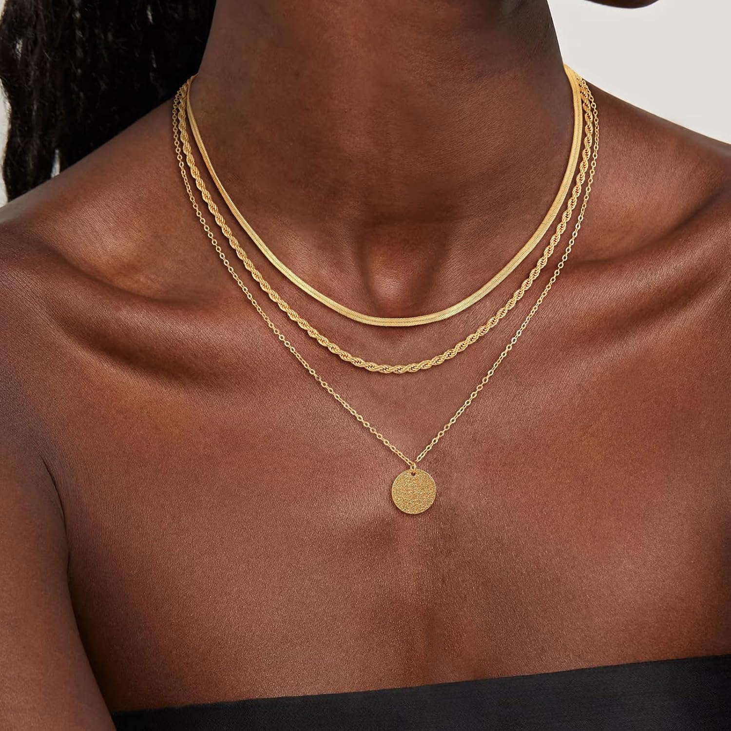 Multilayer Gold Chains for Women Fashion Delicate 14K Gold Plated Stackable Necklace with Cubic Zirconia Pendant Gold Jewelry Set for Women Gifts – Bild 5