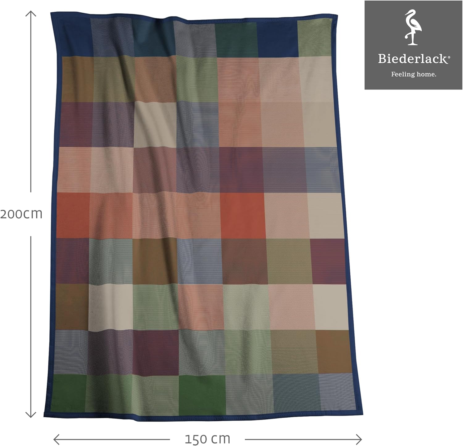 Biederlack® Cuddly Blanket Pure Cotton Checked Green Sofa Blanket 150 x 200 – Bild 2