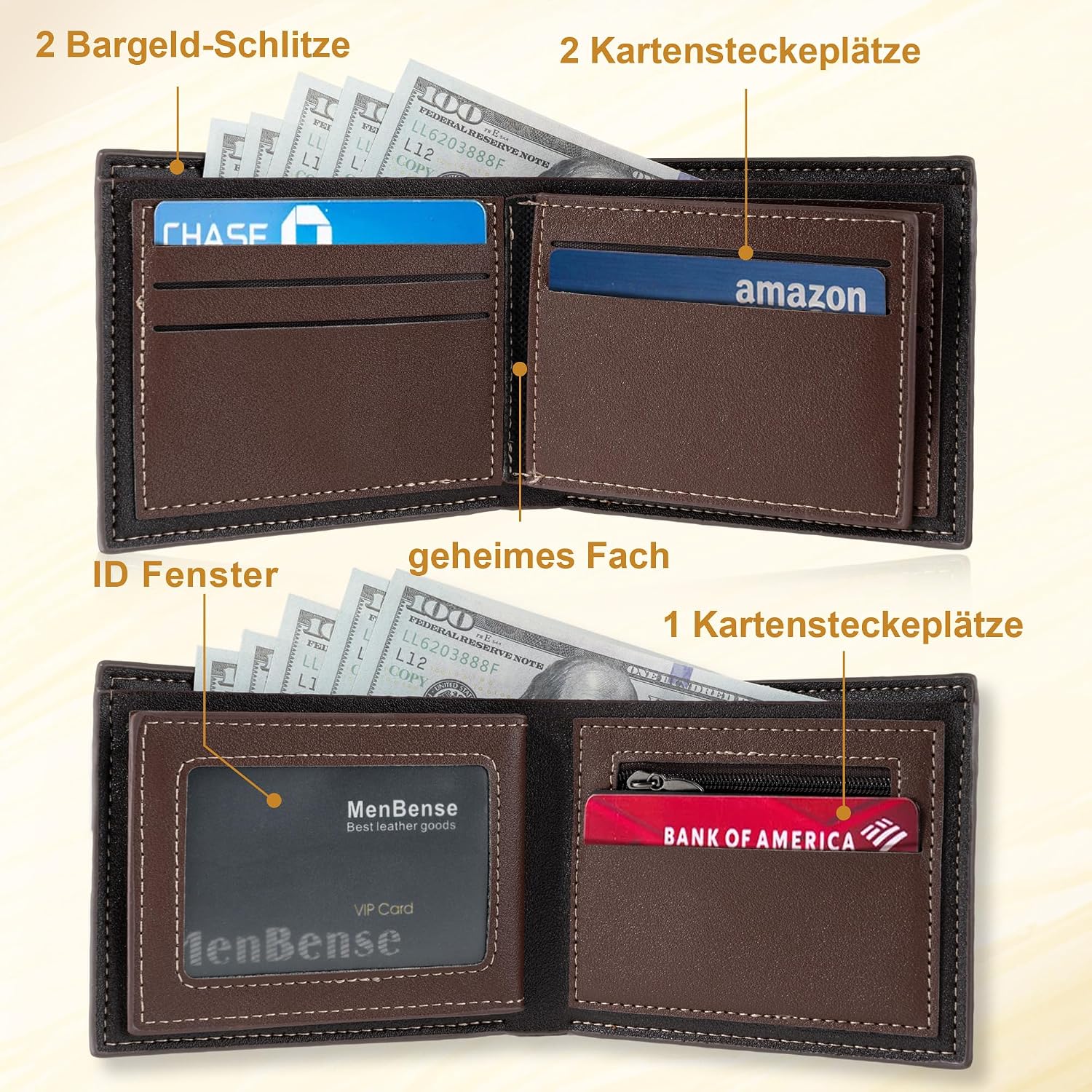 Easycosy Men's Dad, Personalised Wallet with Photo and Name - Leather Wallet with Engraving Capital Letter - Gifts for Men Dad Grandpa for Valentine's Day – Bild 2