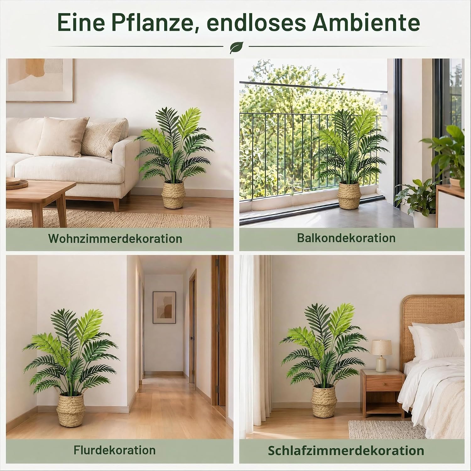 Artificial Plants 71 cm Artificial Plant Areca Palm Tree with Seagrass – Bild 6