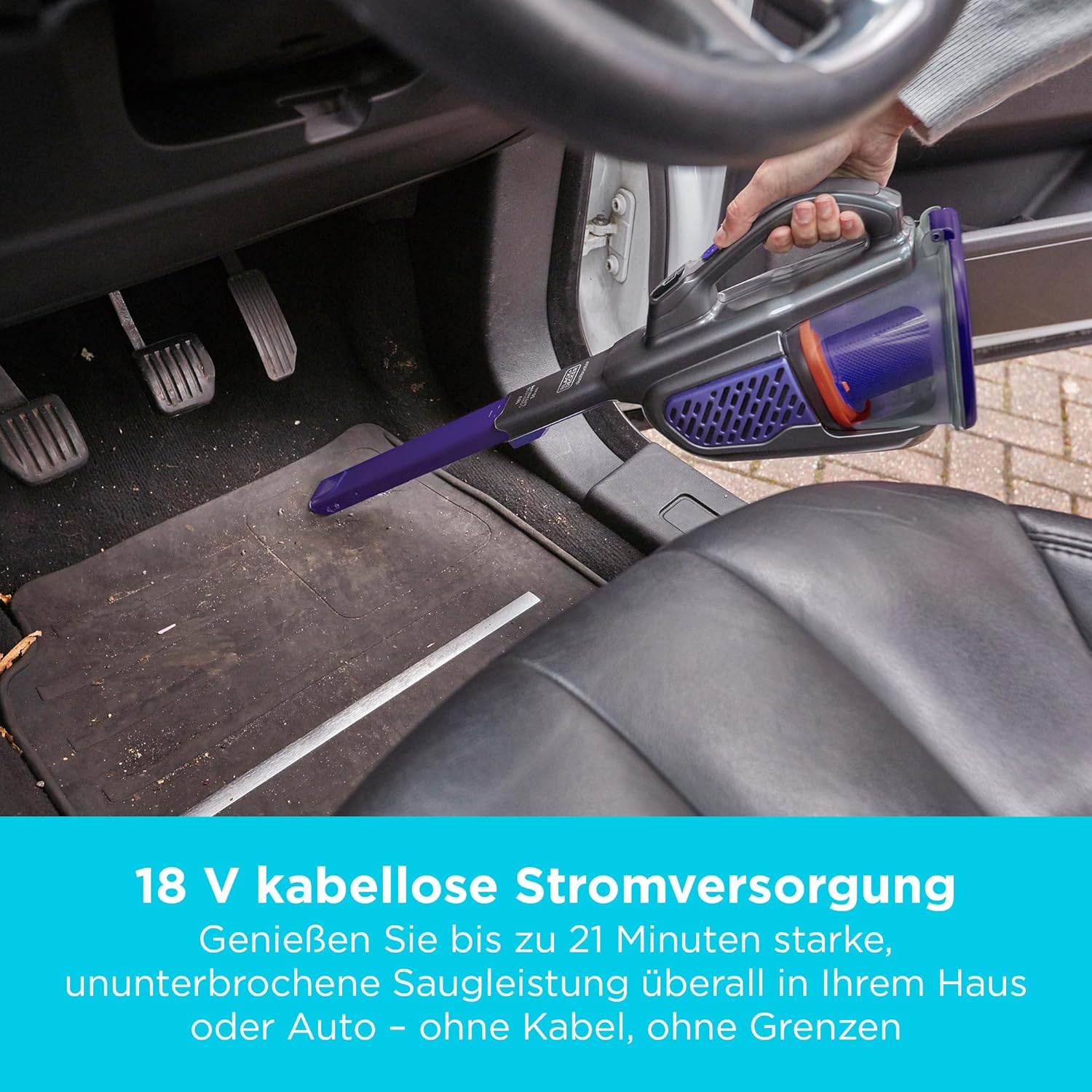 Black+Decker 36 Wh/18 V Cordless Handheld Vacuum Cleaner - Dustbuster Pet with Smart Tech (with Cyclonic Action, Integrated Extendable Crevice Nozzle, including Pet Hair Brush Charging Station with Wall Mount) BHV530BFP – Bild 3