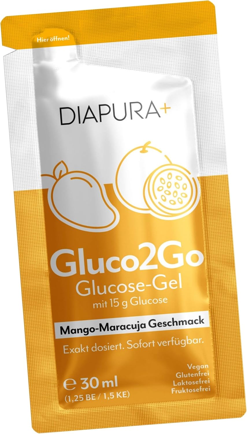 Gluco2Go Glucose-Gel Mango-Maracuja, 15 g Traubenzucker, 12x30 ml | Glucose-Gel mit exakt 15g schnell verfügbarer Glucose pro Portion | Klein & immer dabei | Sicher fühlen bei Unterzuckerungen – Bild 2