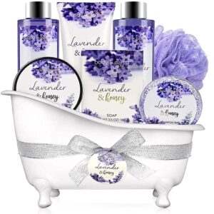 Bath Gifts for Women 8 Pieces – Body & Earth Lavender Gift Basket
