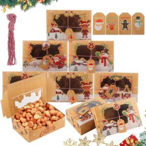 Christmas biscuit boxes boxes, 12 pieces Christmas gift box, with string and pendant, suitable for packaging bread, sweets, chocolate, biscuits and cakes