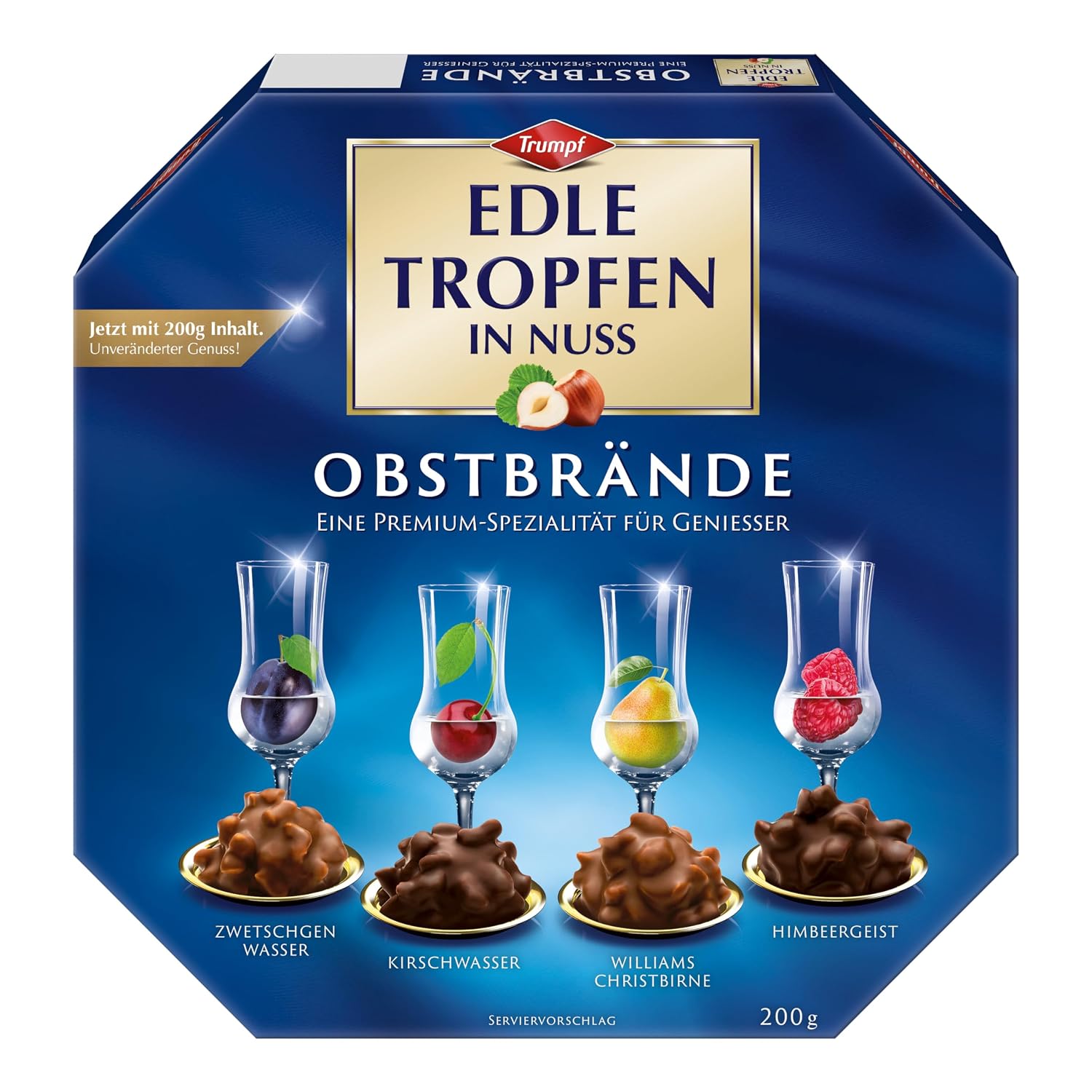 Edle Tropfen Fruit Brandies in Nut 200 g, Liquid Filled Chocolate