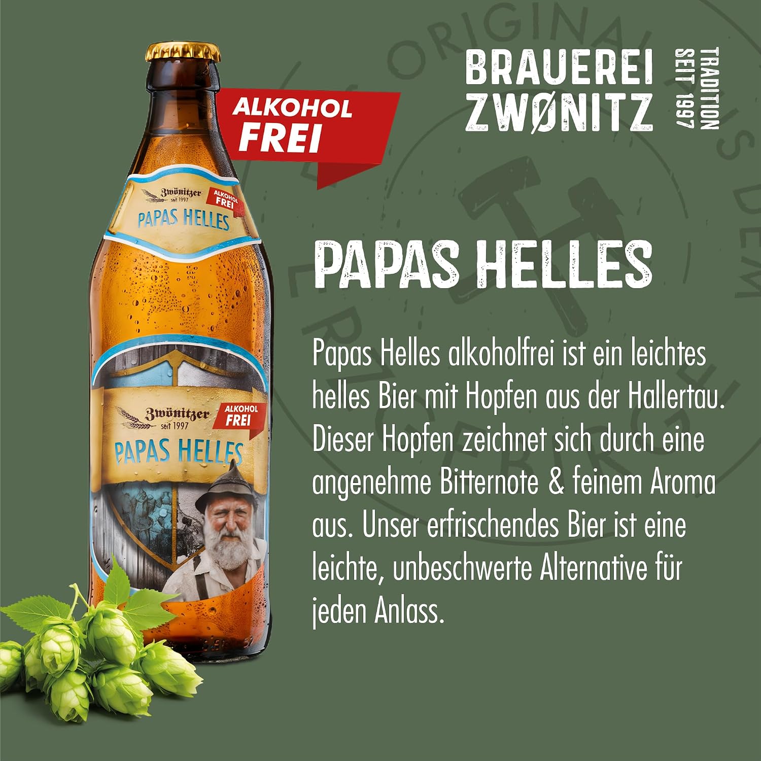 Brauerei Zwönitz Papas Light Alcohol-Free 18 x 0.5 Litres Light Beer – Bild 2