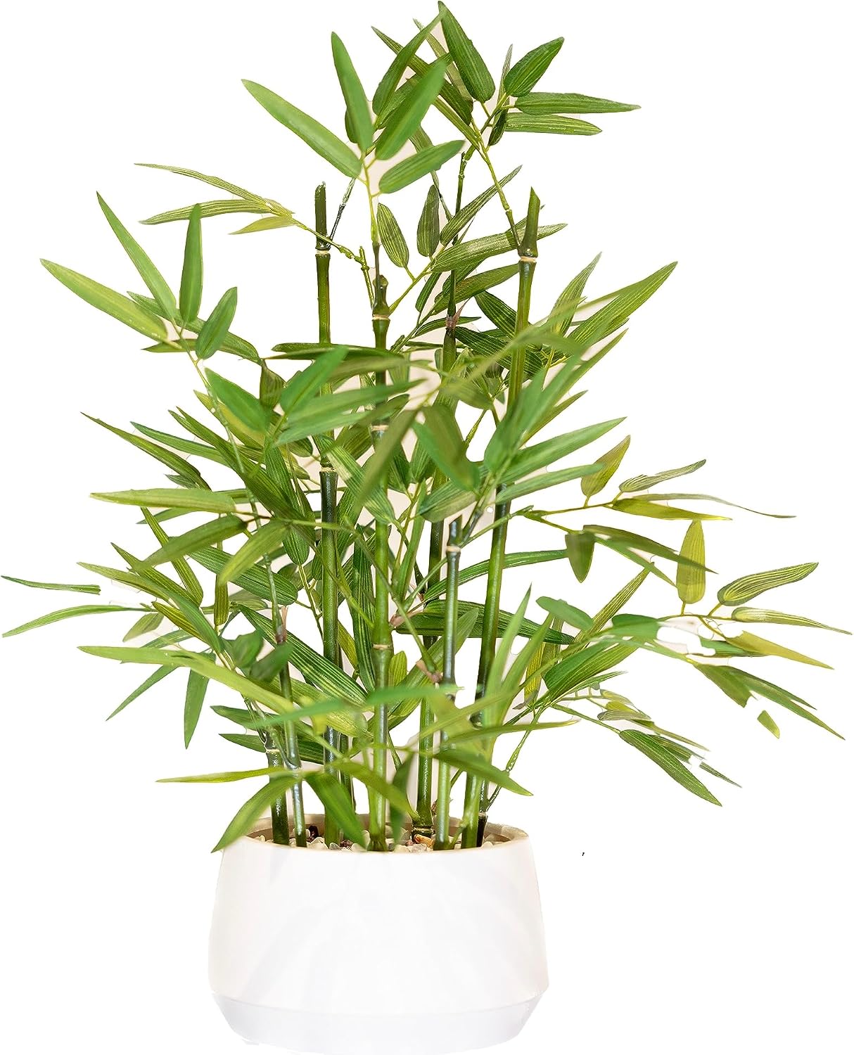 365 Blooming Decor Künstliche Bambuspflanze 45 cm Hoch – Luxus Kunstbambus im Weißen Blumentopf für Zuhause, Büro, Küche, Tischdeko, Indoor Zimmerpflanze, Glücksbambus
