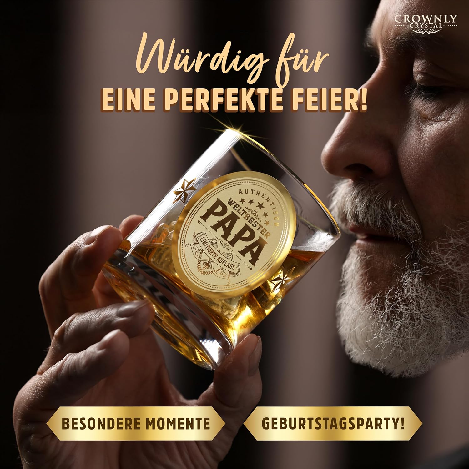 Kies CROWNLY CRYSTAL® Gifts for Men Personalised Christmas Gifts Whisky Glasses Father Christmas Birthday – Bild 5