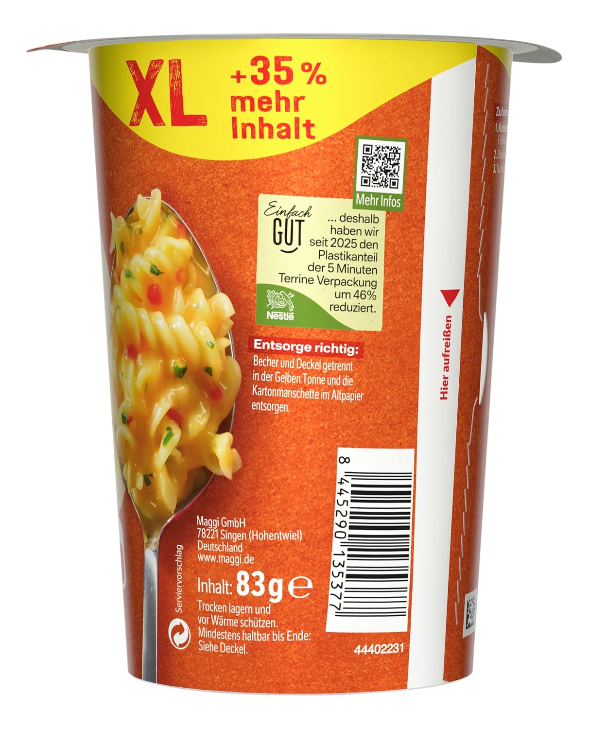 MAGGI 5 Minute Terrine XL Pasta in Cream Sauce, Pack of 8 (8 x 83 g) – Bild 5