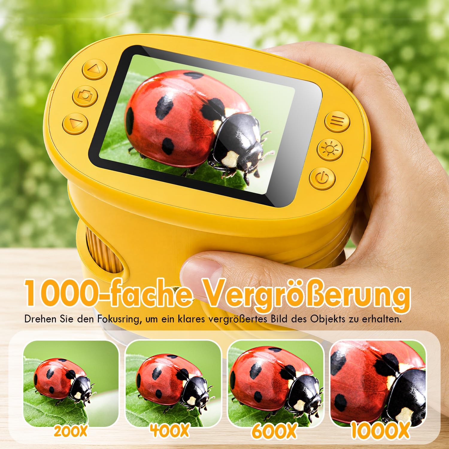 Digital Microscope for Children 1000X Zoom, Photo & Video Orange – Bild 4