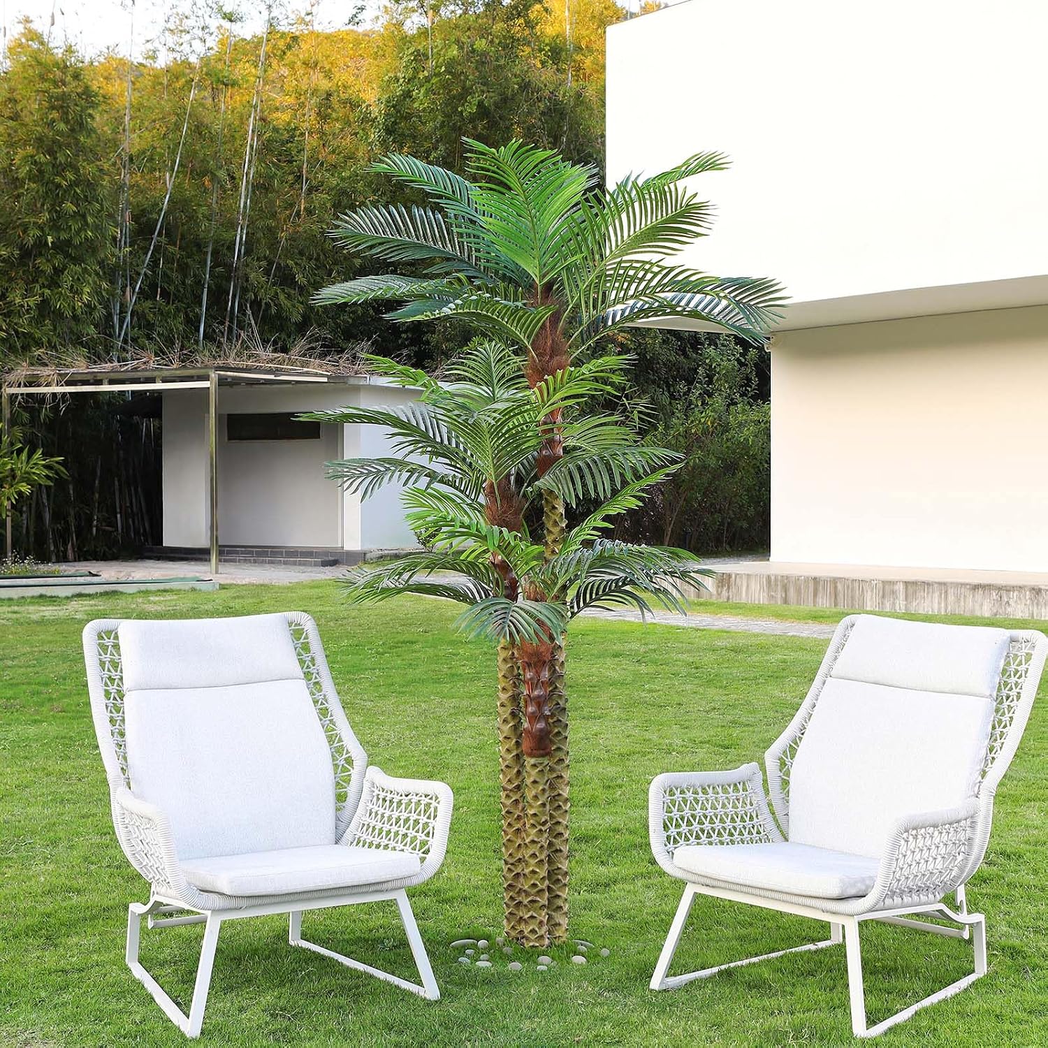 SOGUYI 240 cm Outdoor Artificial Palm Tree UV-Resistant Large Artificial Palm Tree – Bild 3