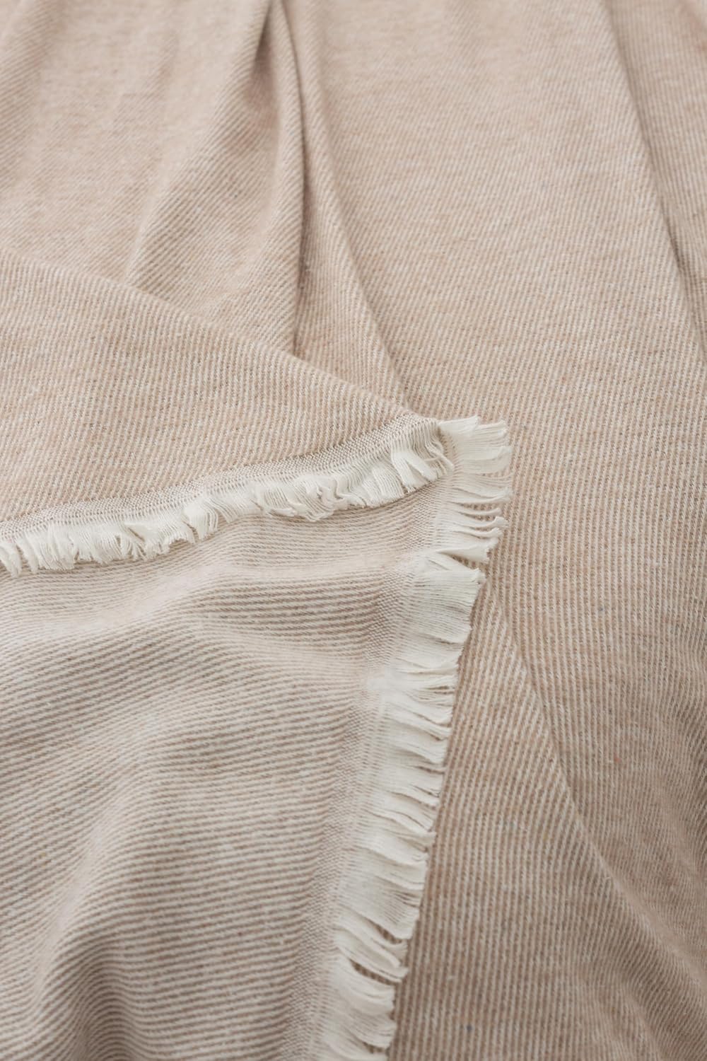 Extra Soft Cotton Blanket Stripe Pattern Multipurpose Bedspread for Sofa Bed Decorative Cover and Fular (Sand Beige, 120 x 180 cm), Beige Sand – Bild 2