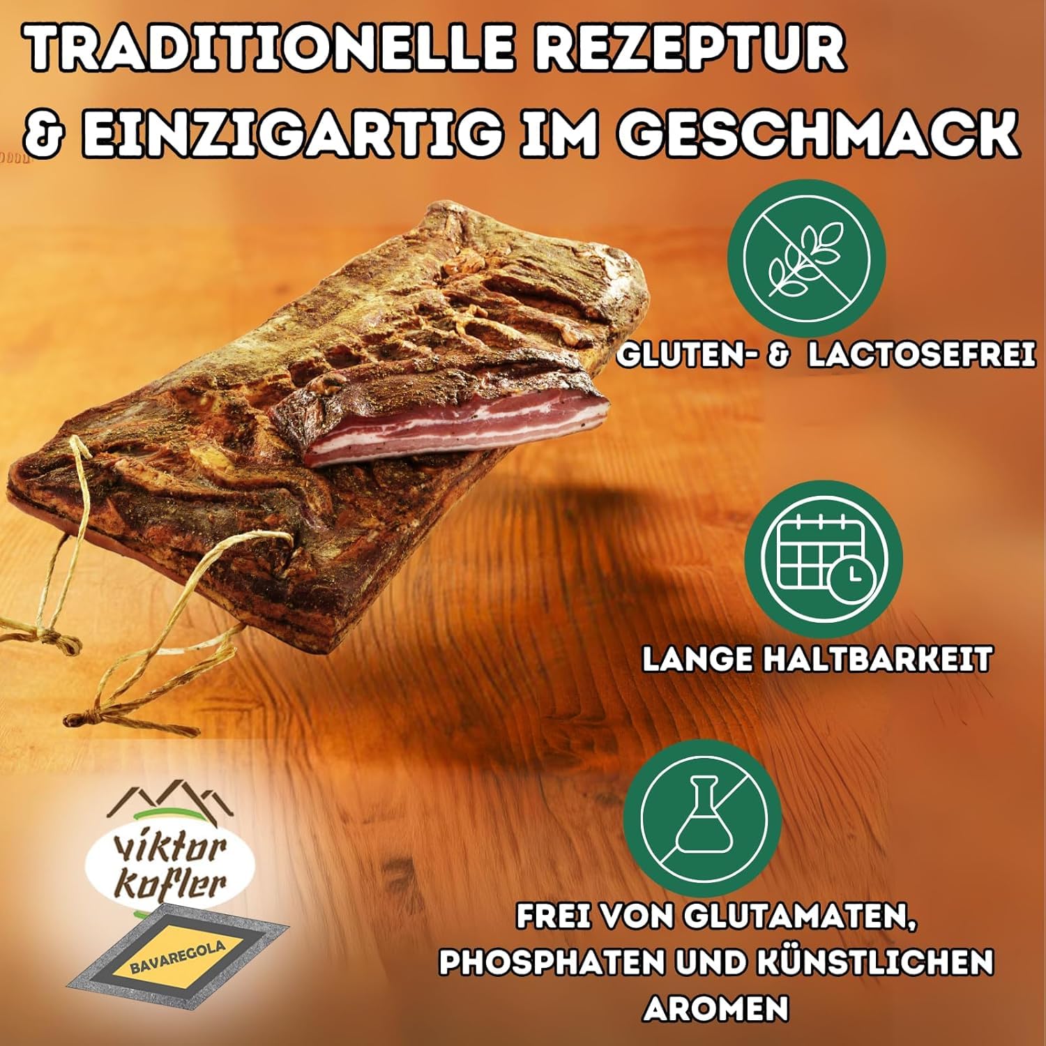 BAVAREGOLA Pancetta from South Tyrol – 300 g – Original Bacon from Italy – Smoked & Air Dried in One Piece – South Tyrolean Bacon Specialty – Bild 6