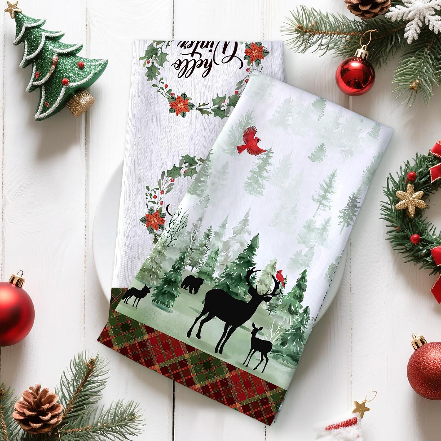 Christmas Tea Towels 100% Cotton Set of 4 48 x 70 cm – Bild 4