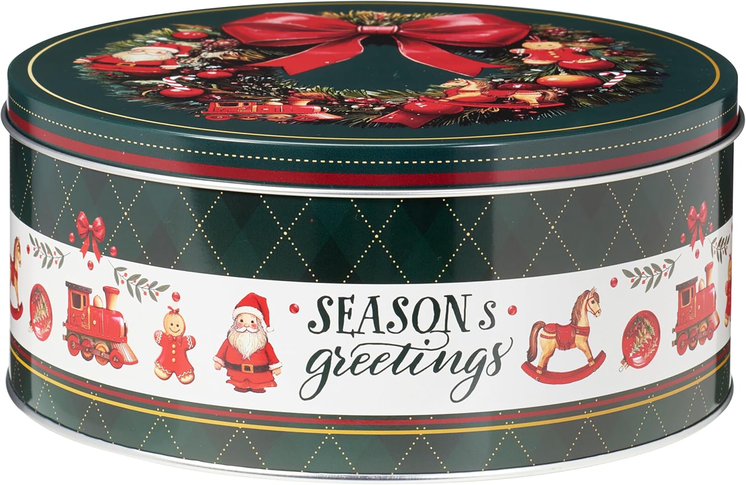 Annastore Christmas Tins Metal Set of 3 - Round Biscuit Tins with Nostalgic Motifs Diameter 19.5 cm Stackable Storage Tins for Cookies & Pastries - Decorative Biscuit Boxes for Christmas – Bild 4