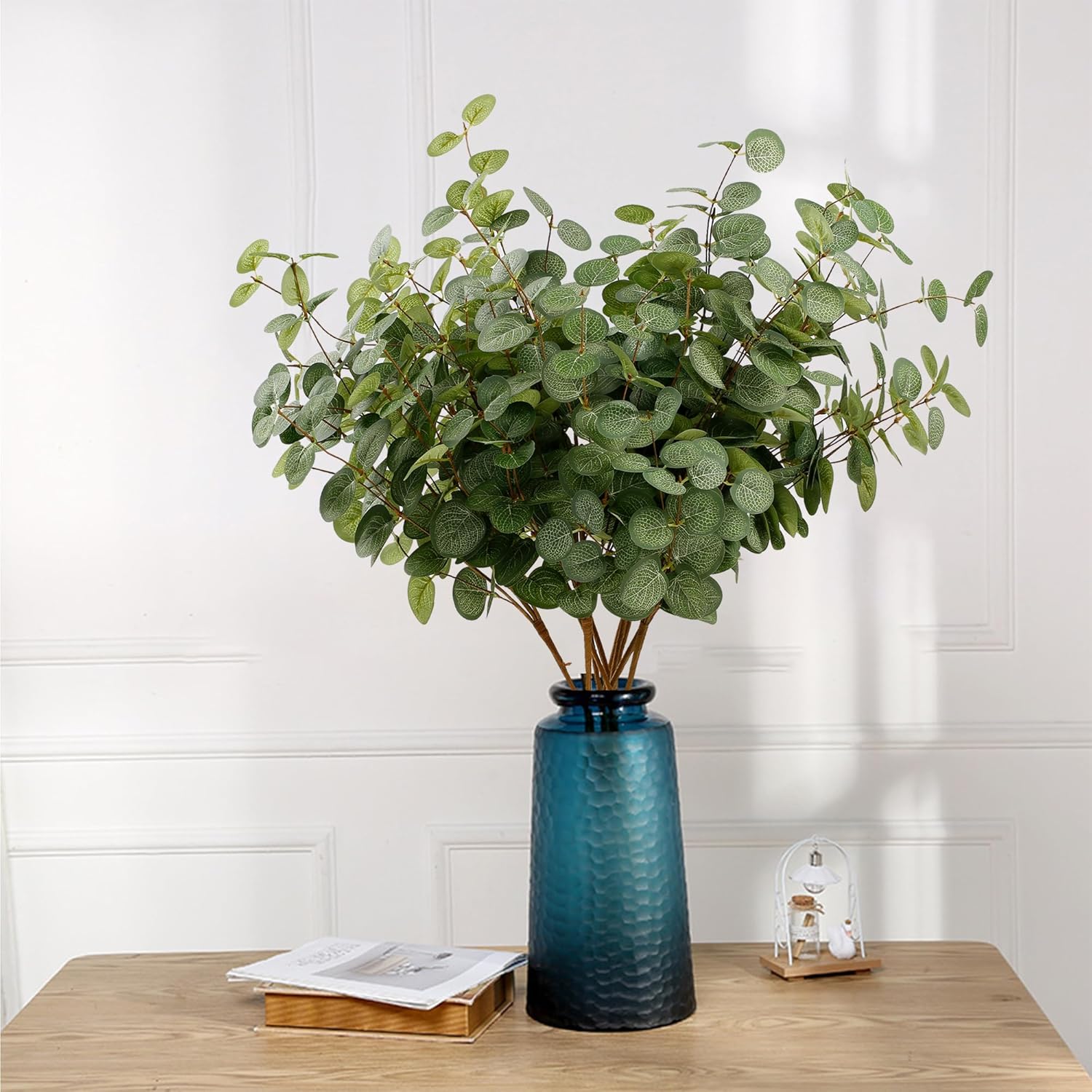 HNVNER 6 Bundles Artificial Eucalyptus Branches and Leaves - Realistic Green Plant for Wedding, Home Party, Decoration, Table Decoration, Flower Arrangement – Bild 2