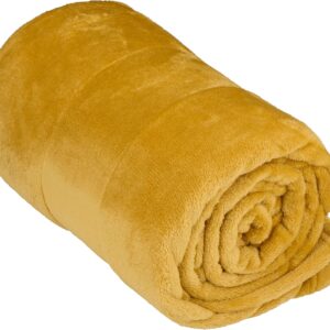Fleece Blanket 150 x 200 cm – Bedspread – Cuddly Blanket – Sofa Throw Blanket – 1-Person Sofa Blanket – Decoration Living Room – Machine Washable – Mustard Yellow – Fleece/Polyester