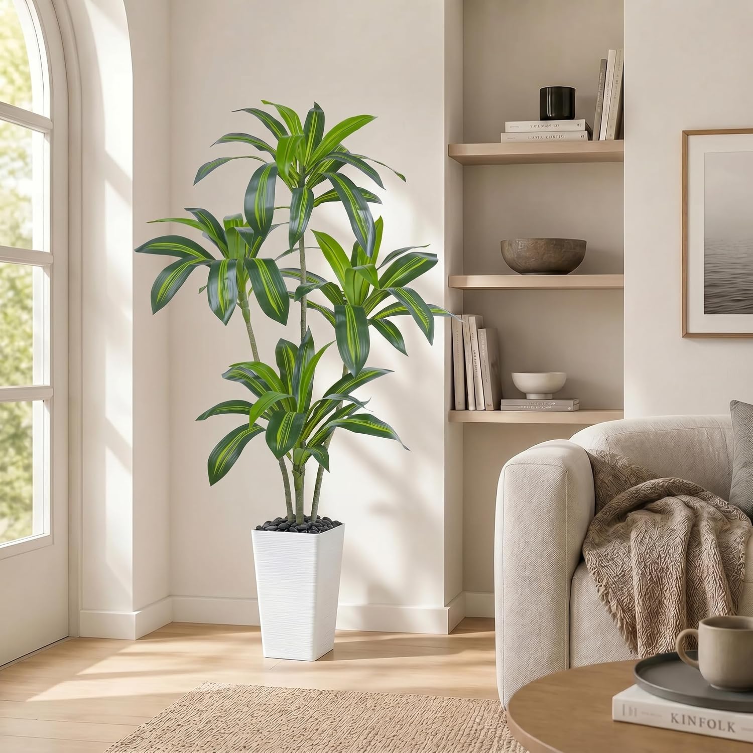 Artificial Dragon Tree Plants 150 cm Artificial Plants Large White Pot – Bild 4