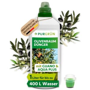 Olive Tree Fertiliser 1 Litre – Organic Mineral Formula – Premium Liquid Fertiliser with Trace Nutrients – NPK 8+8+6 – For Healthy Growth & Aromatic Olives – With Guano & Aqua Plus
