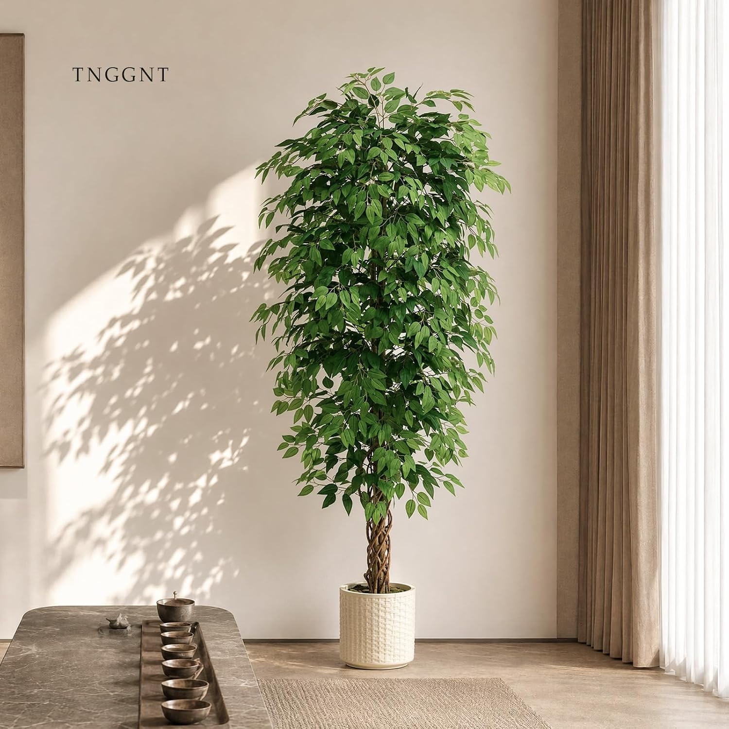 Artificial Plant Ficus Benjamini 6 ft, Artificial Plants Large with – Bild 5